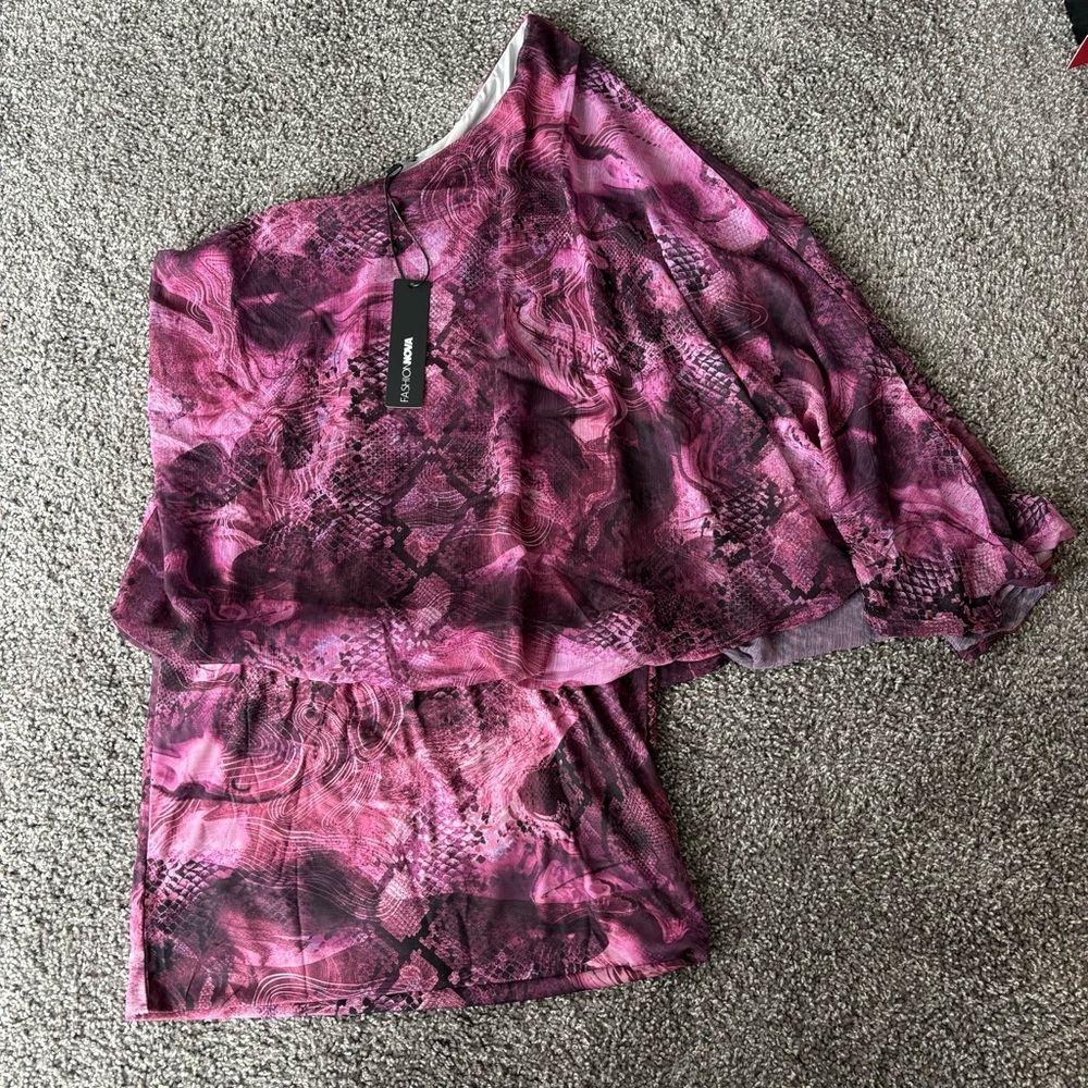 Fashion Nova Purple One Sleeve Dress